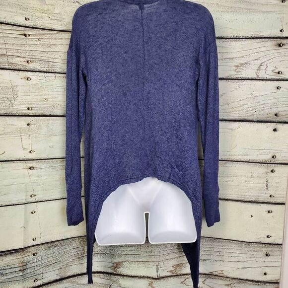 American Eagle S Navy Blue Lightweight Drape Cardigan Open Front Ribbed Knit USA - Picture 3 of 6